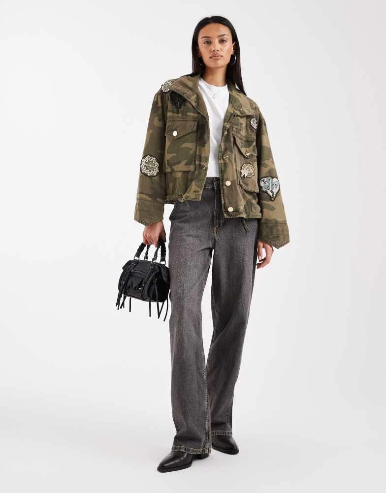 ALL SAINTS AllSaints clay funnel neck camo patch jacket in green 2