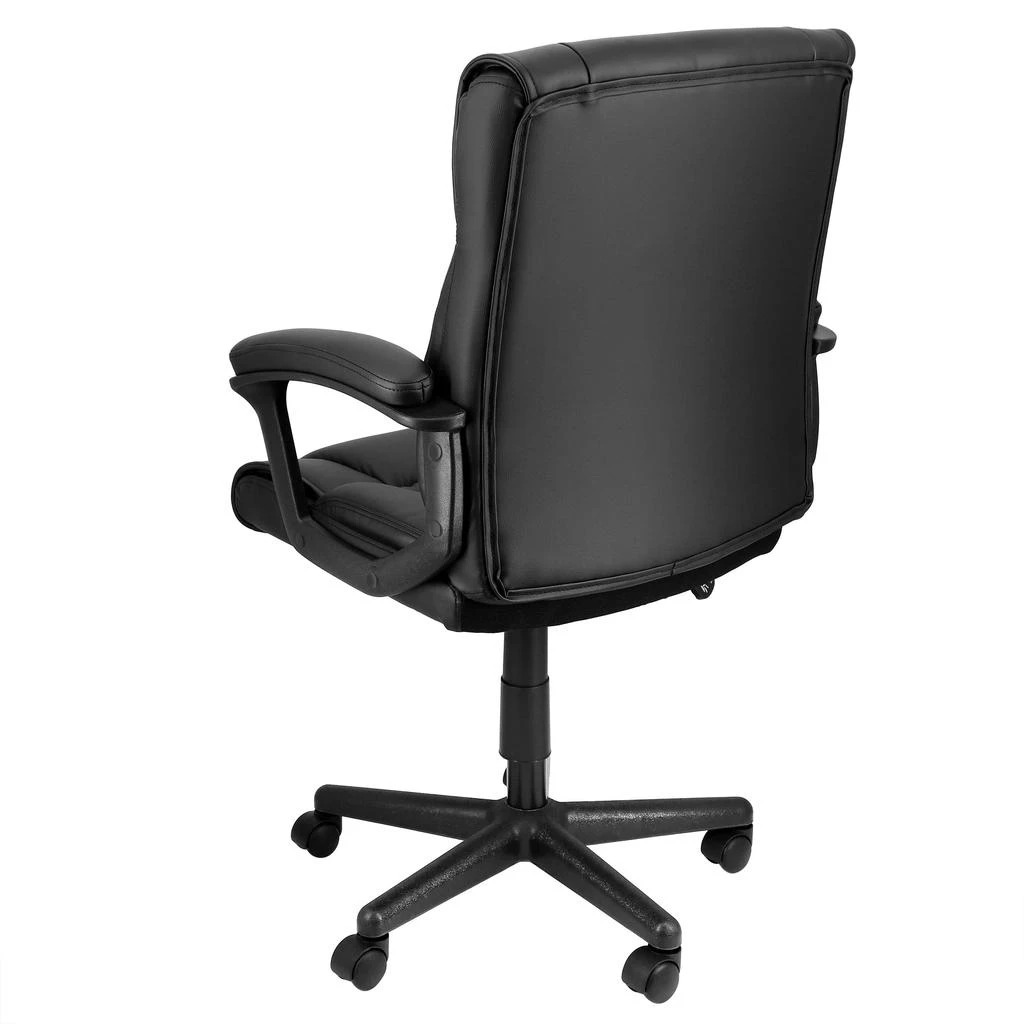 Elama Mid Back Rolling Adjustable  Faux Leather Office Chair in Black 3