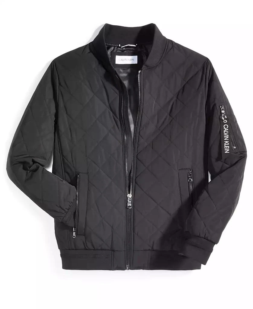 Calvin Klein Men's Quilted Baseball Jacket with Rib-Knit Trim 6