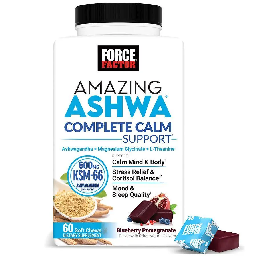 Force Factor Amazing Ashwa Advanced Soft Chews Blueberry Pomegranate