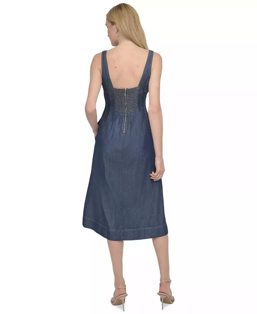 DKNY Petite Scoop-Neck Sleeveless Fit & Flare Denim Dress 4