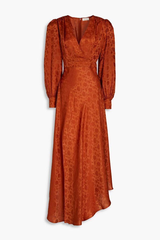 Ronny Kobo Estelle wrap-effect satin-jacquard midi dress