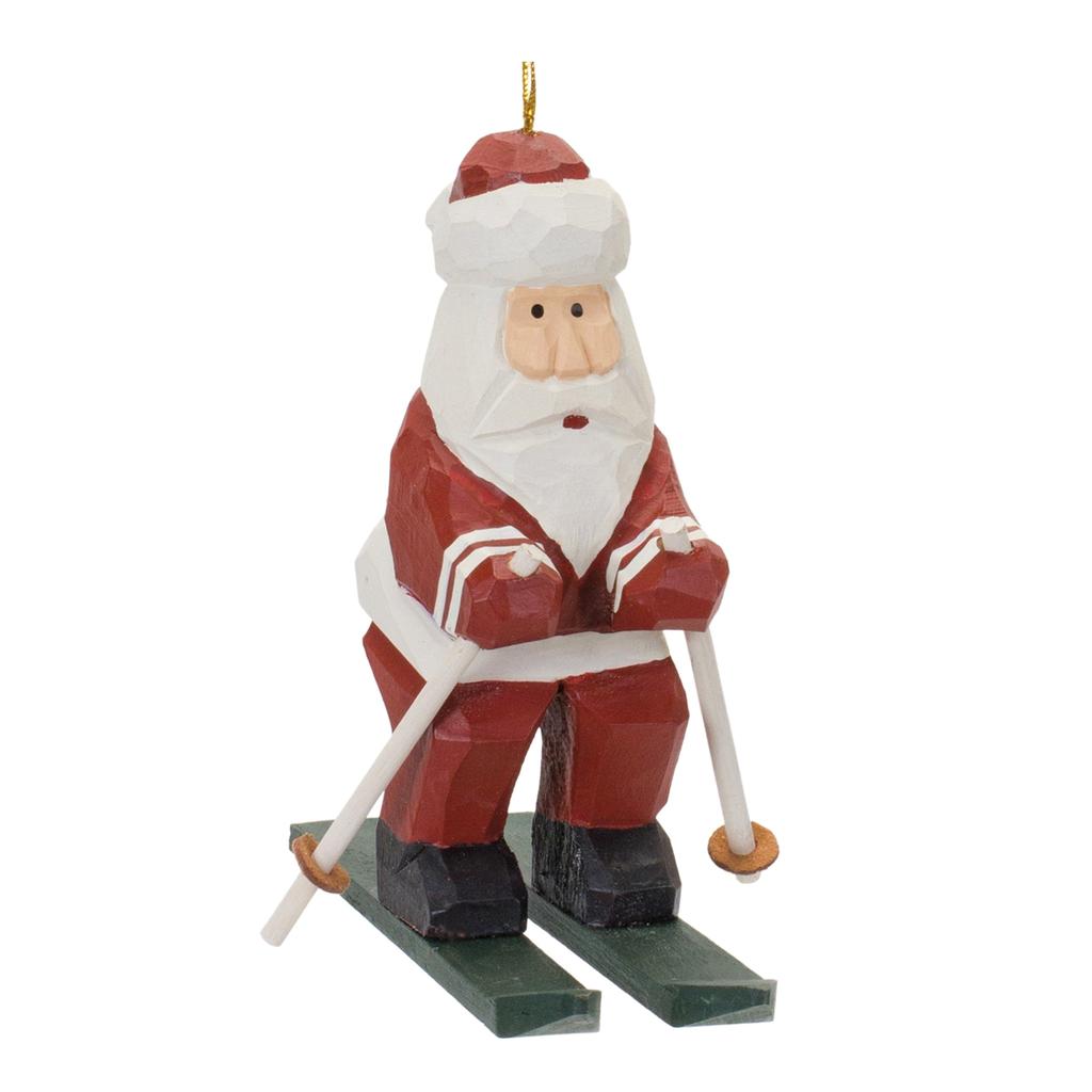 Melrose International Santa on Skis Ornament (Set of 6) - Green; White; Red