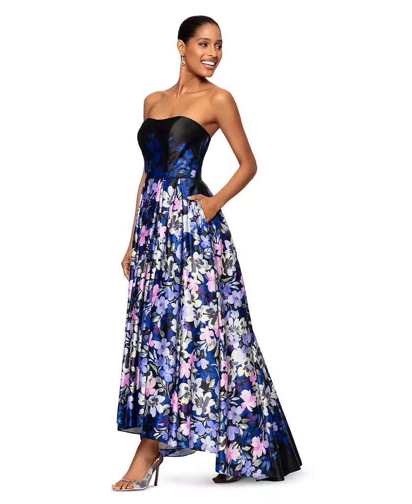 Betsy & Adam Women's Floral-Print Strapless Ball Gown 4