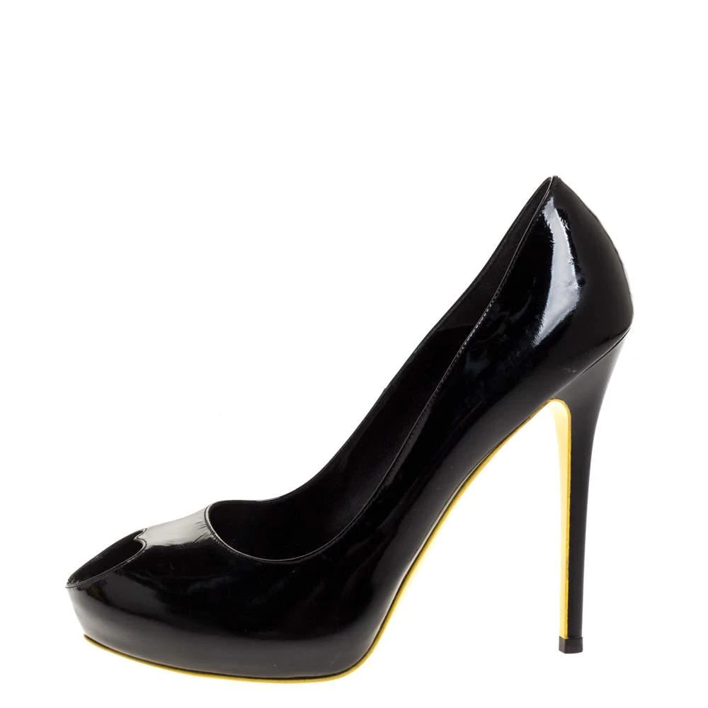 Alexander McQueen Alexander McQueen Black Patent Leather Heart Peep Toe Pumps Size 39.5 2