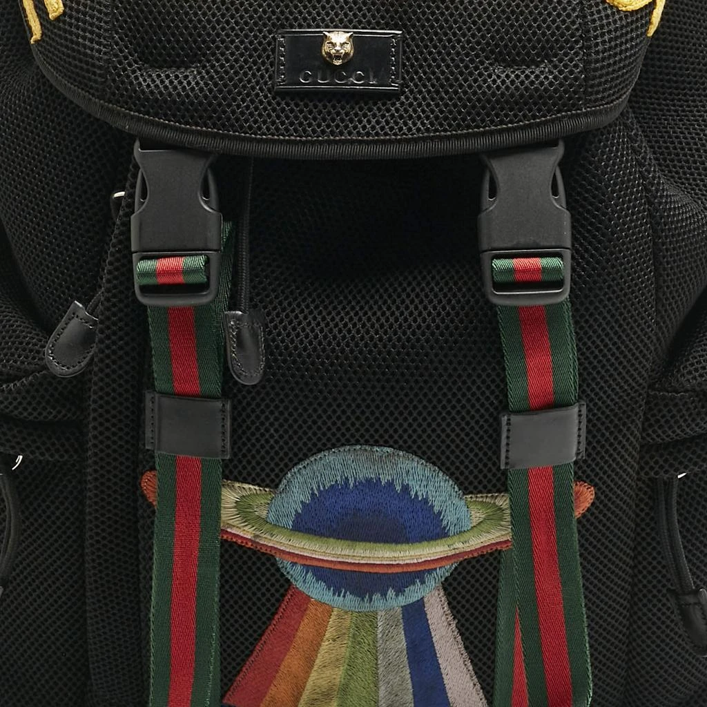 Shop Gucci Black Mesh Fabric Hollywood Embroidered Backpack  display picture 1