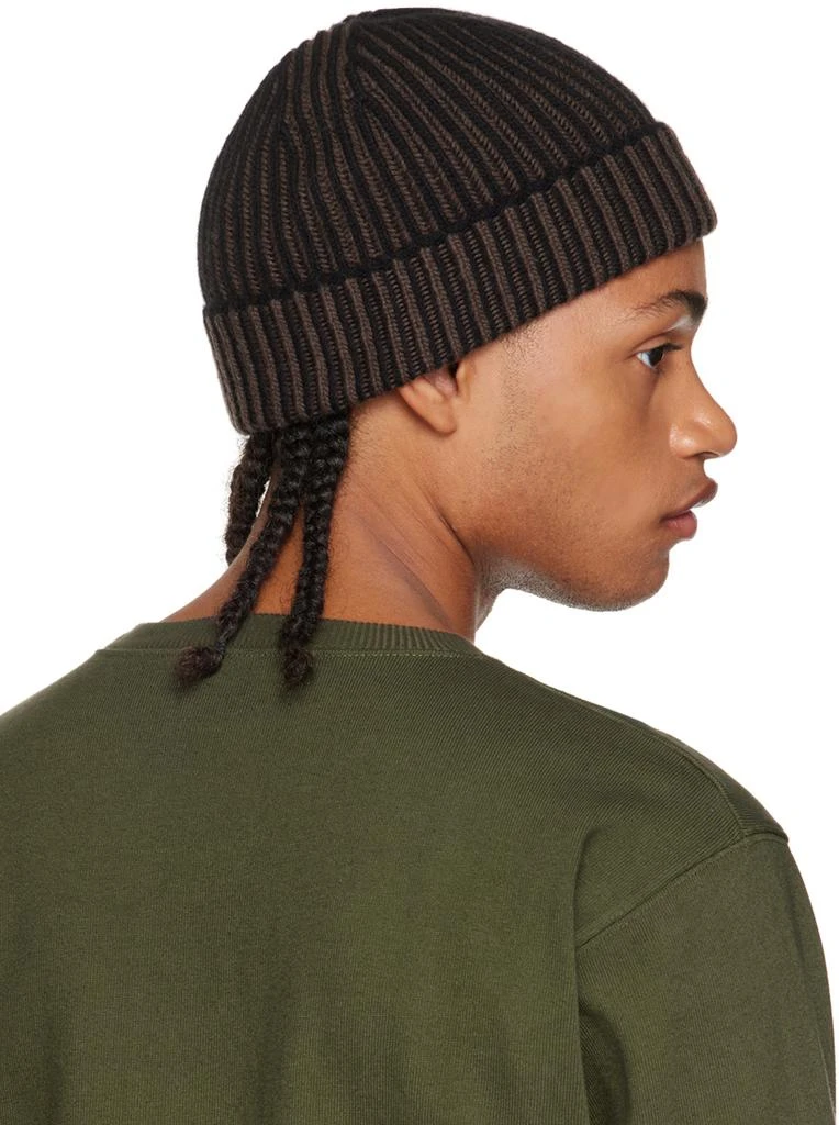 3MAN Black & Brown Ribbed Beanie 3