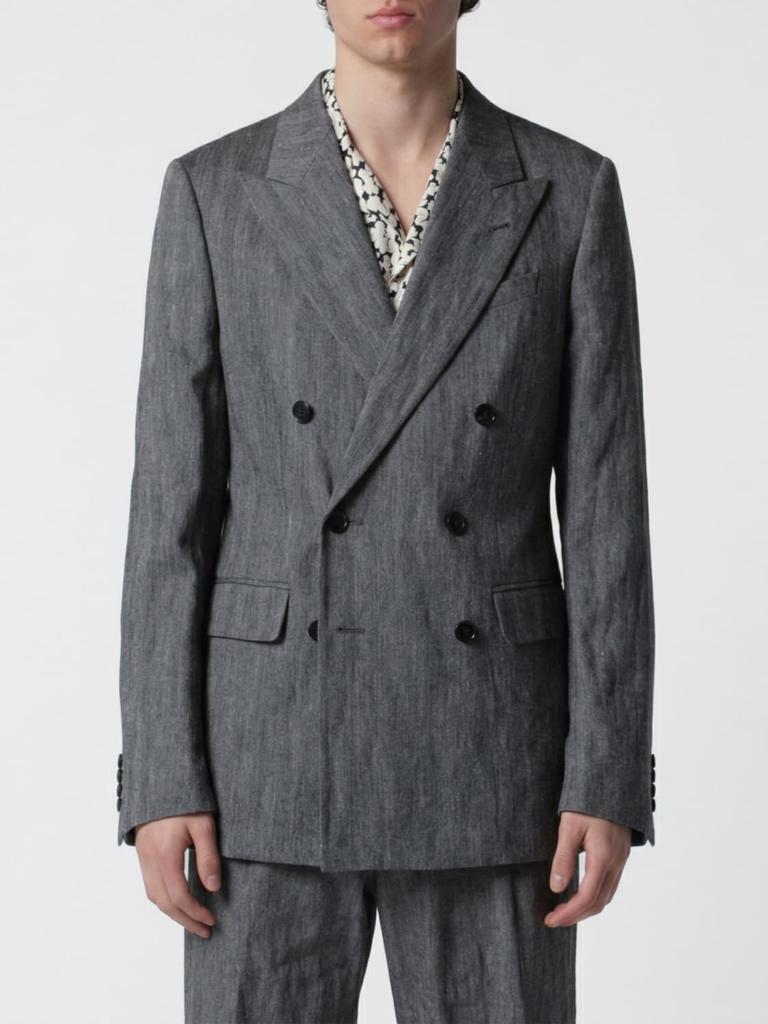 Shop Dries Van Noten Cotton and Lurex Linen Double-Breasted Blazer