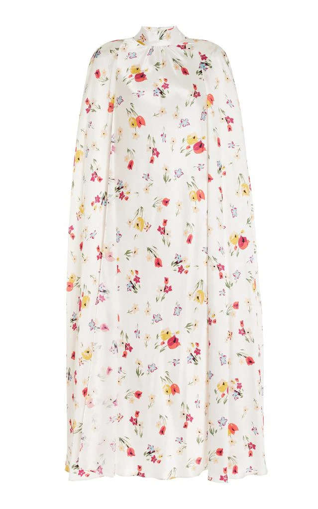 Rodarte Rodarte - Tulip-Printed Silk-Satin Cape Dress - White - US 2 - Moda Operandi 1