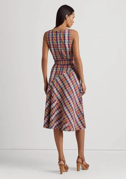 Ralph Lauren Belted Cotton Madras Sleeveless Dress 2
