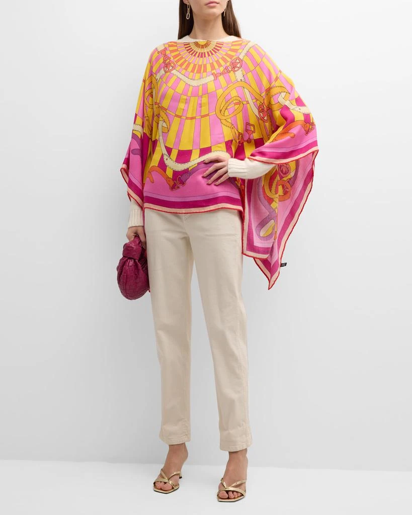 Rani Arabella Firenze Print Cashmere & Silk Poncho 3