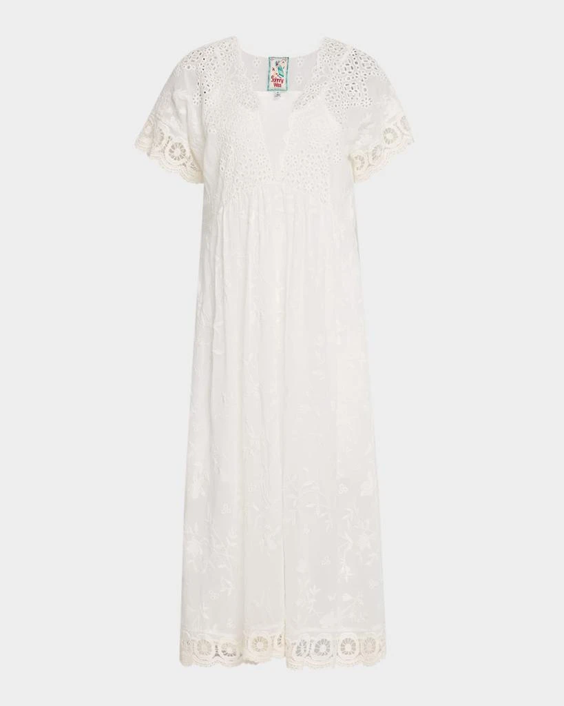 Johnny Was Pina Scalloped Eyelet Embroidered Midi Dress 1