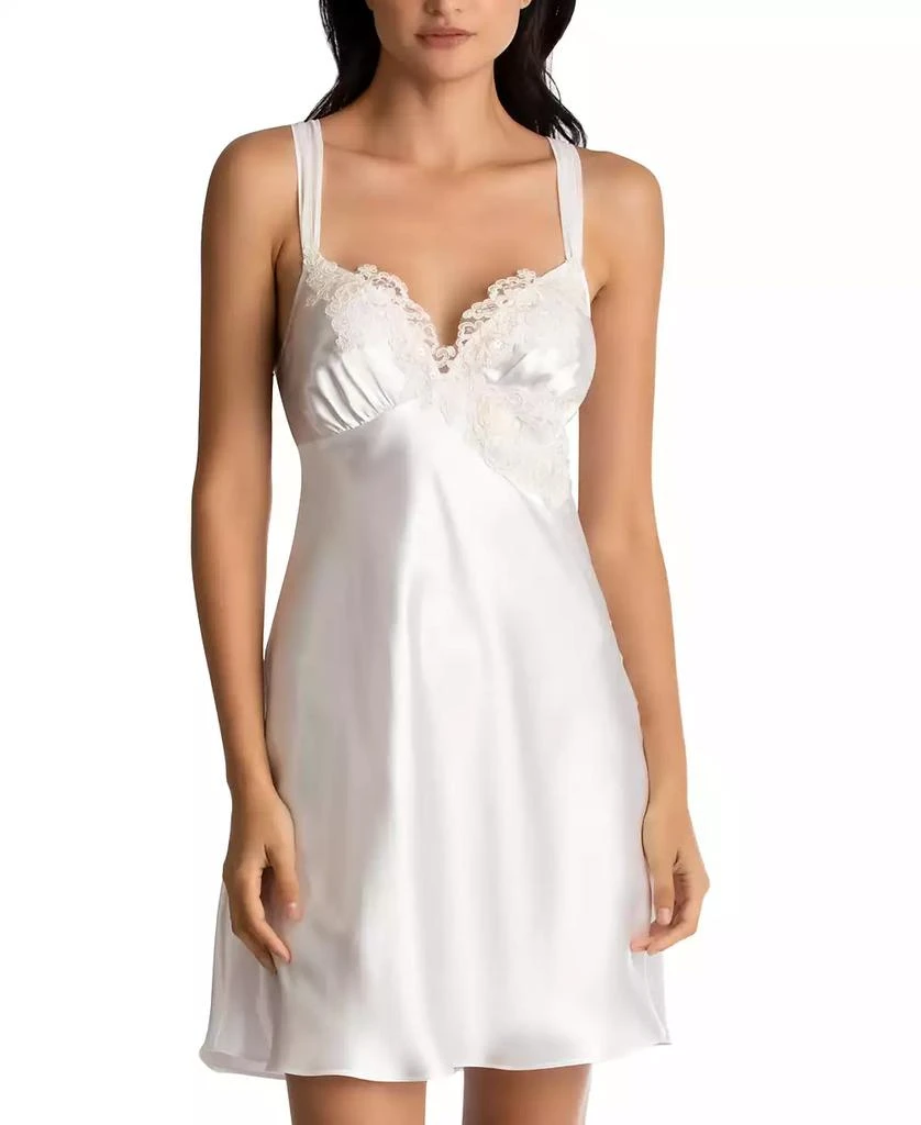 Linea Donatella Sonya Embellished Bridal Satin Chemise Nightgown 1