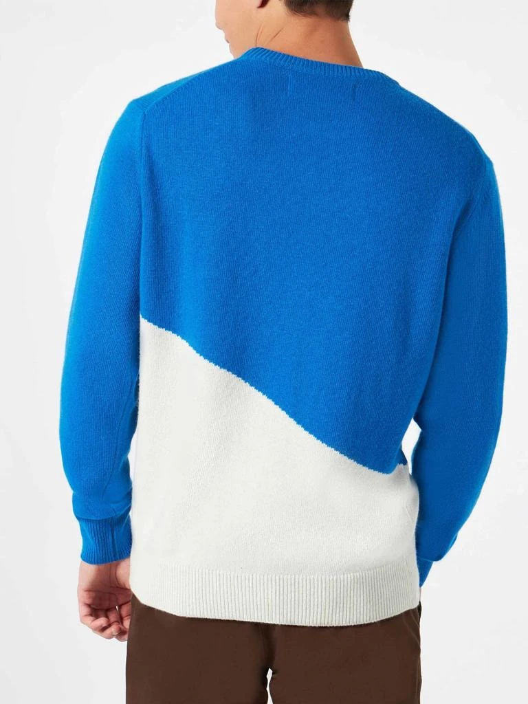 Mc2 Saint Barth Man Bluette And White Sweater With Courmayeur Postcard 3