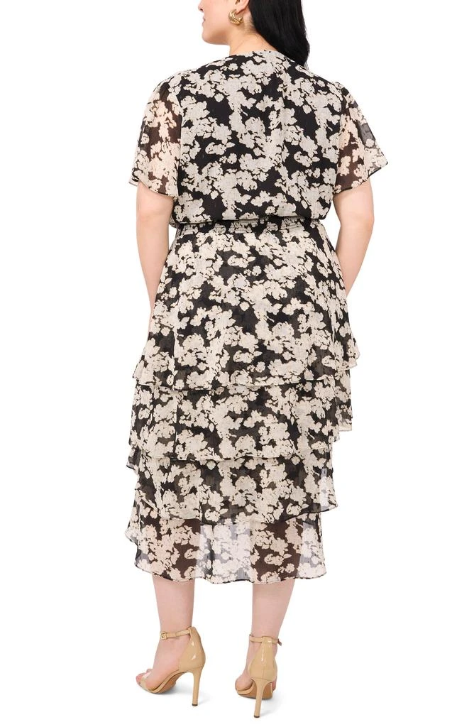 Vince Camuto Floral Tiered Flutter Sleeve Midi Dress 2