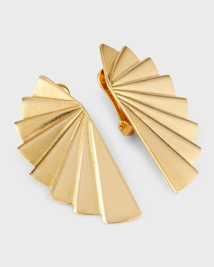 BEN-AMUN 24k Gold Electroplated Fan Clip-On Earrings 3