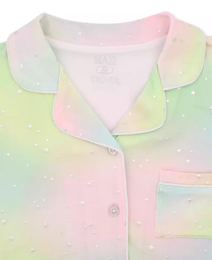 Max & Olivia Big Girls Metallic-Print Tie-Dyed Pajama Set