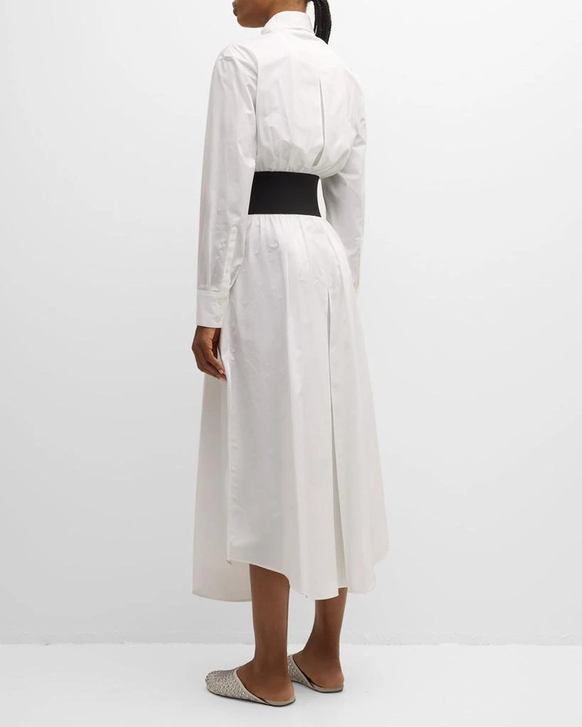 ALAIA Maxi Button-Front Shirtdress with Leather Belt 4