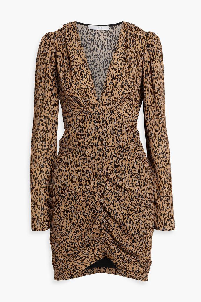 IRO Elsana ruched leopard-print crepe de chine mini dress