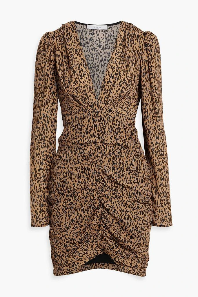 IRO Elsana ruched leopard-print crepe de chine mini dress 1