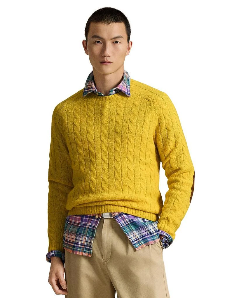 Ralph Lauren Suede-Patch Cable-Knit Sweater 1