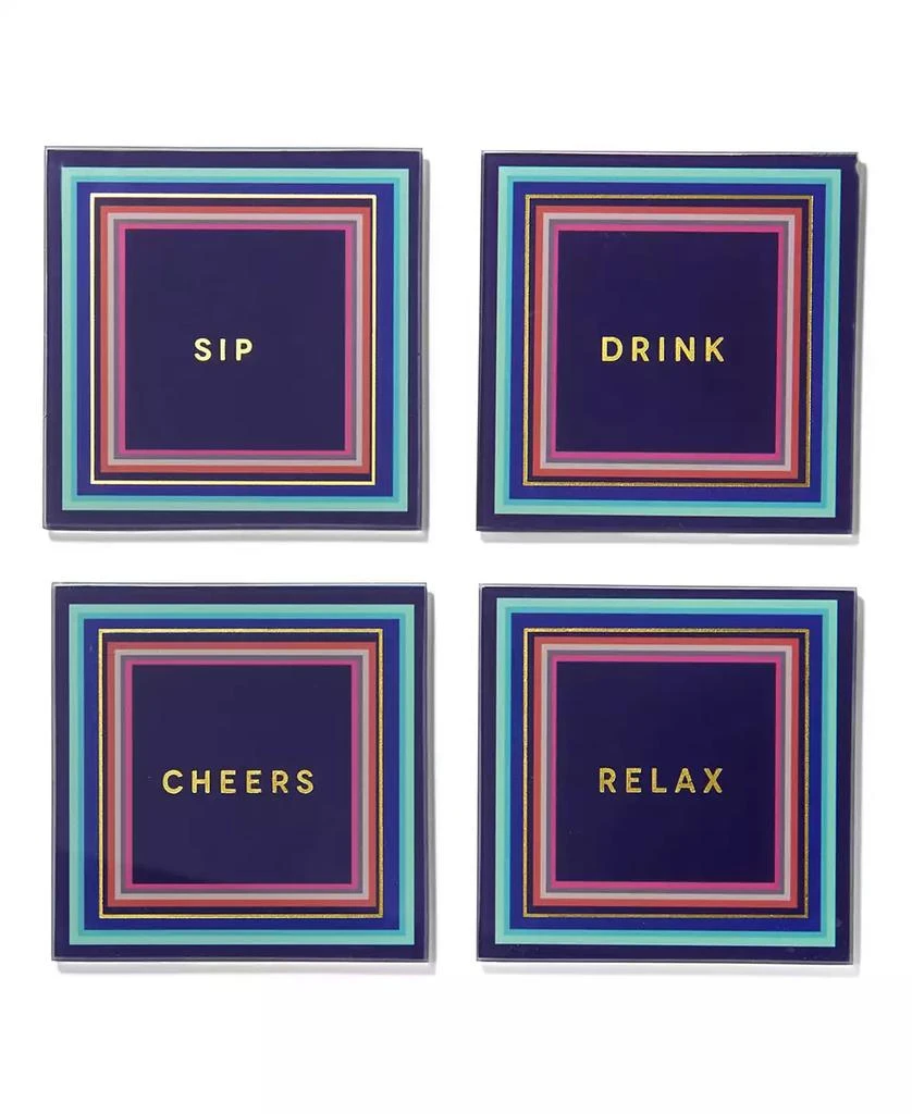 Trina Turk 4" D Cheers to You Glass Coaster Set, 4 Piece 1