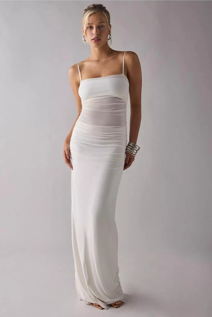 knee length dresses for ladies Afrm Nettie Long Sleeve Backless Maxi Dress in Caramel Animal at Nordstrom, Size Large