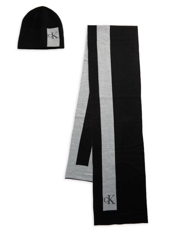 Calvin Klein 2-Piece Logo Beanie & Scarf Set