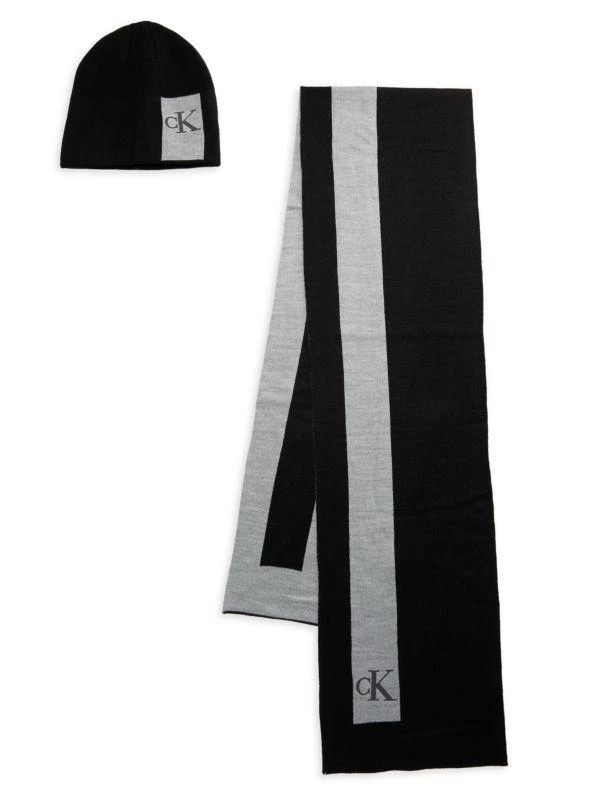 Calvin Klein 2-Piece Logo Beanie & Scarf Set 1