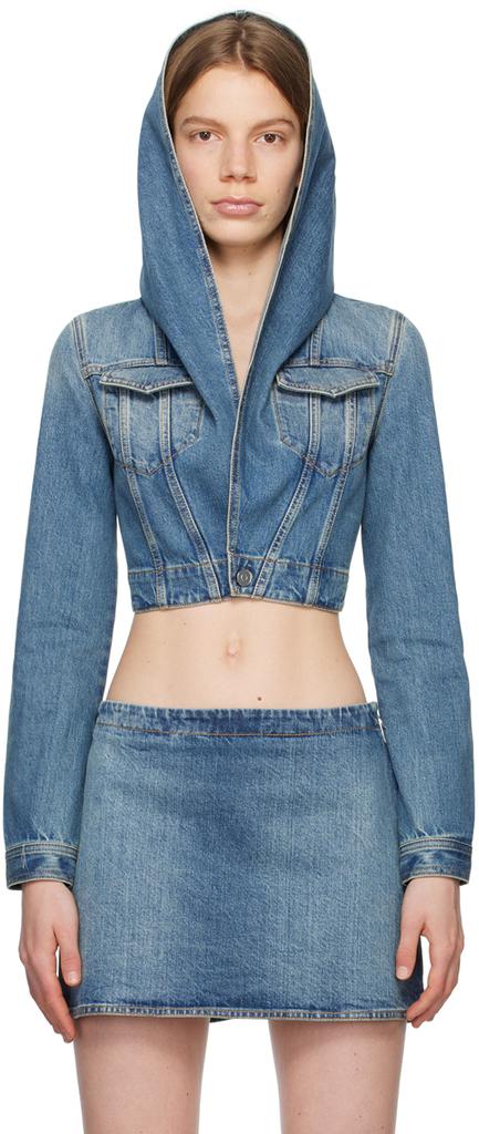 Alaïa Alaïa Cropped Hooded Denim Jacket - Jackets - Free