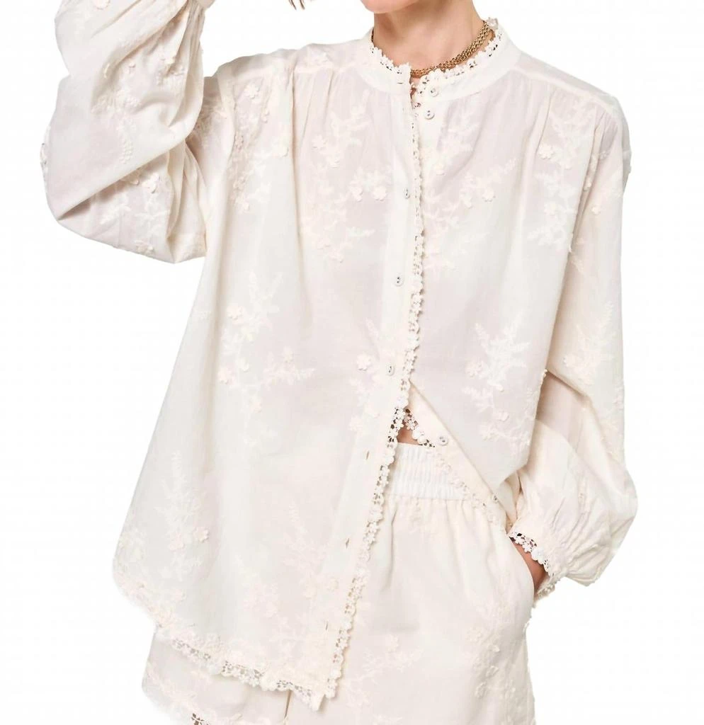 CAMI NYC Palmyra Long Sleeve Blouse In Macadamia 1