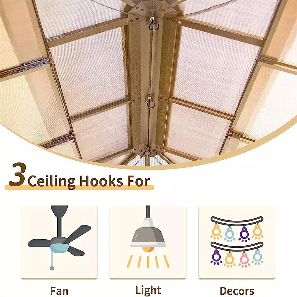 Streamdale Furniture 12x16ft Hardtop Gazebo with Polycarbonate Roof 4