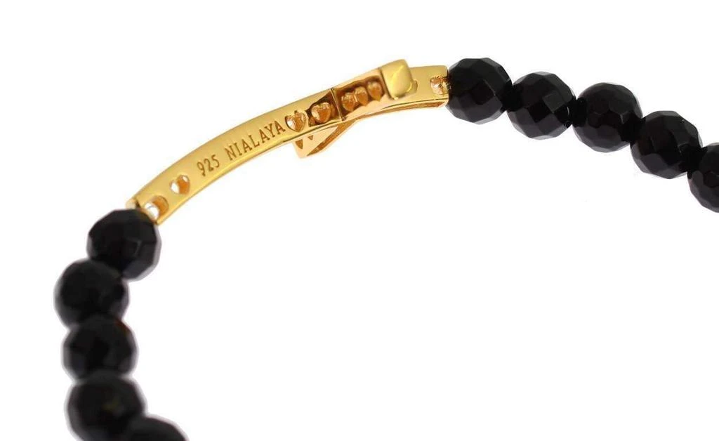 Nialaya Nialaya Agate Stone Gold CZ Cross 925 Silver Bracelet 4