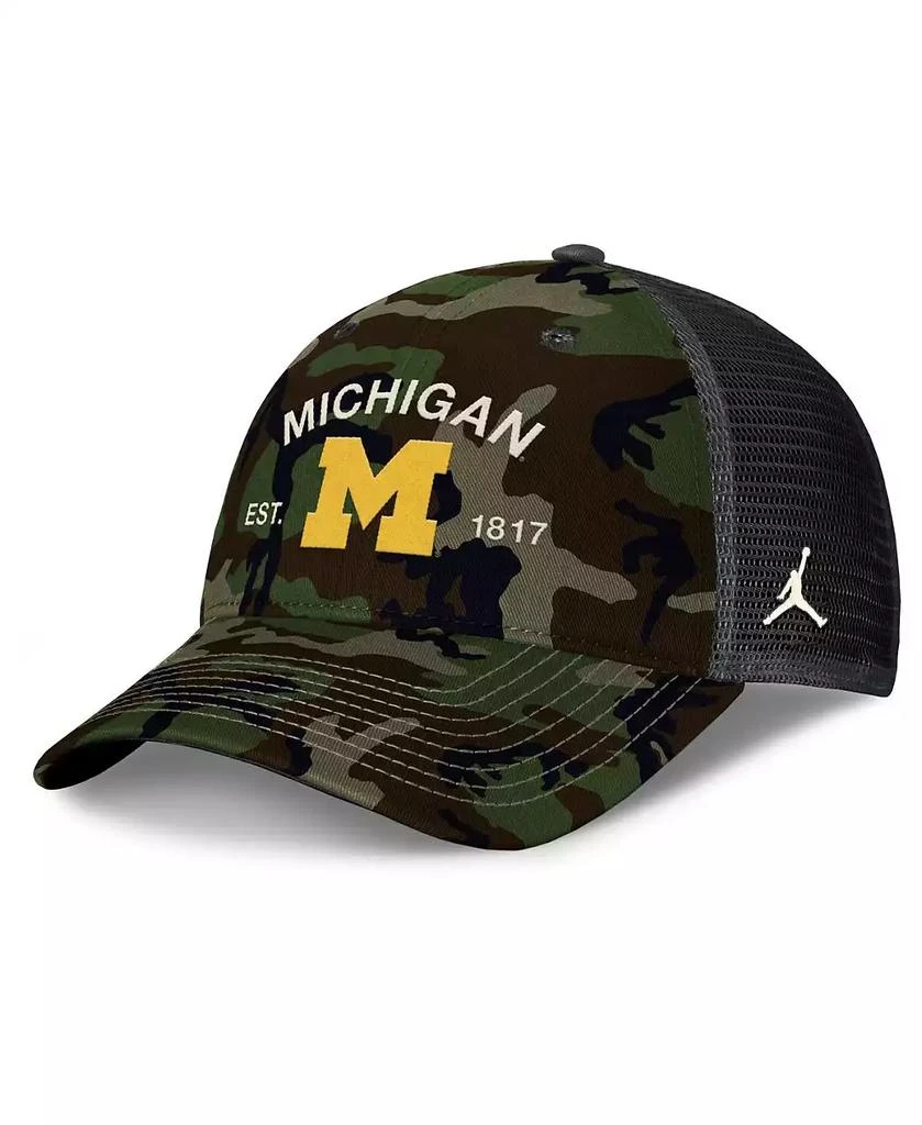 Jordan Men's Camo Michigan Wolverines 2025 Military Appreciation Rise Adjustable Trucker Hat 1