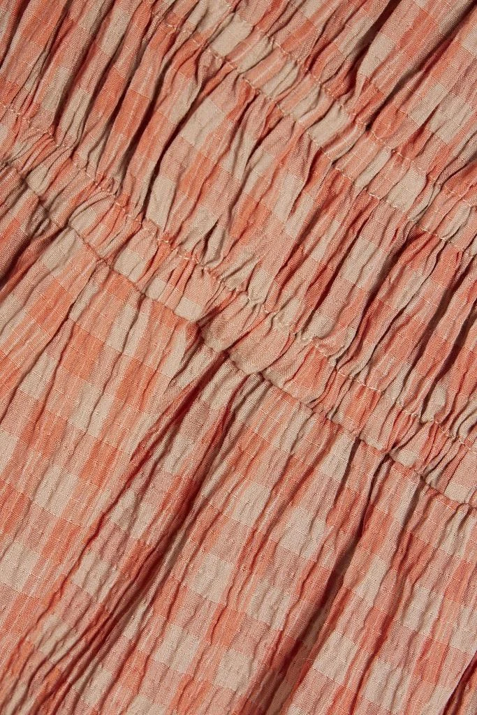 Altuzarra Ruffled shirred gingham cotton-blend seersucker midi dress 4