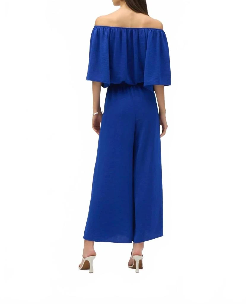 JOSEPH RIBKOFF Off-Shoulder Belted Wide Leg Jumpsuit In Royal Sapphire 2