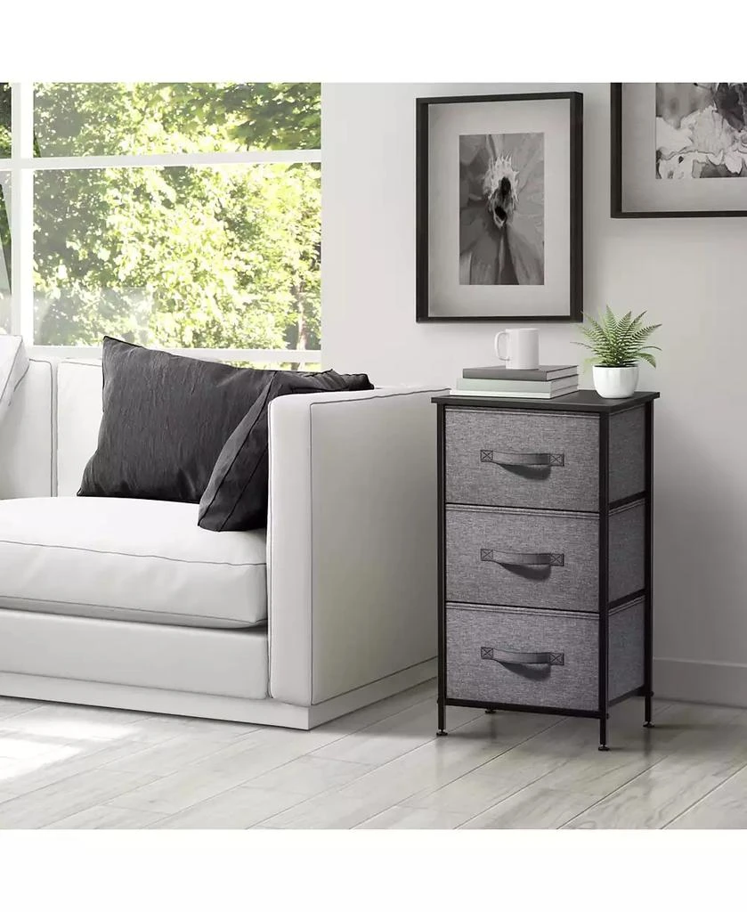 Sorbus Nightstand with 3 Drawers - Steel Frame, Wood Top & Easy Pull Fabric Bins - Perfect for Home, Bedroom, Office & College Dorm 7