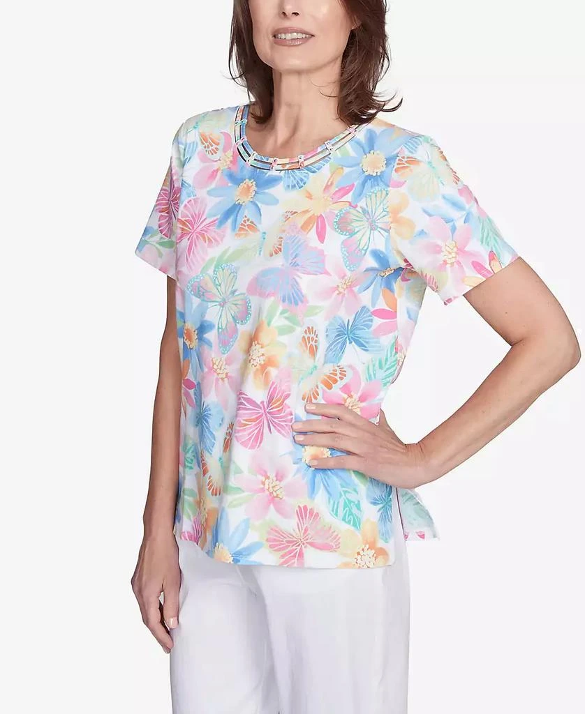 Alfred Dunner Petite  Spring Butterfly Crew Neck Top 4