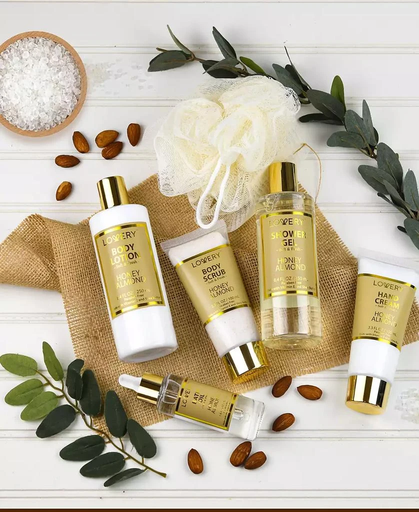 Lovery Honey Almond Home Spa Gift Set, Bath and Body Care with Tote Bag, 9 Piece 3