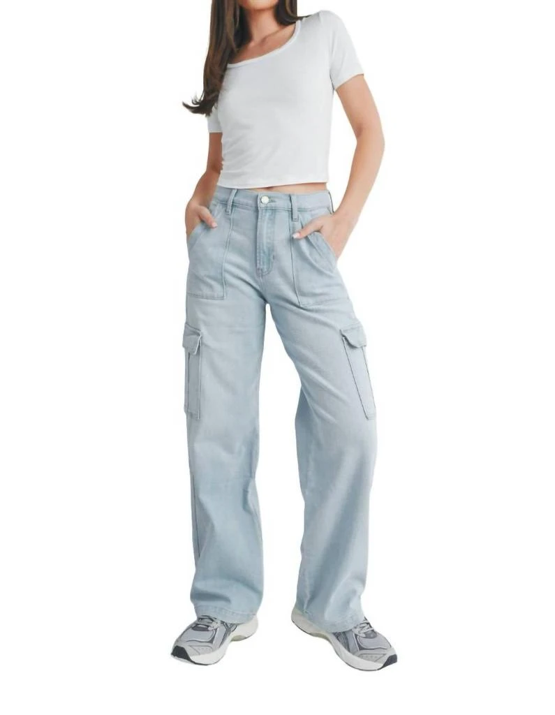 JBD. Lightweight Stretch Cargo Jeans In Light Denim 1