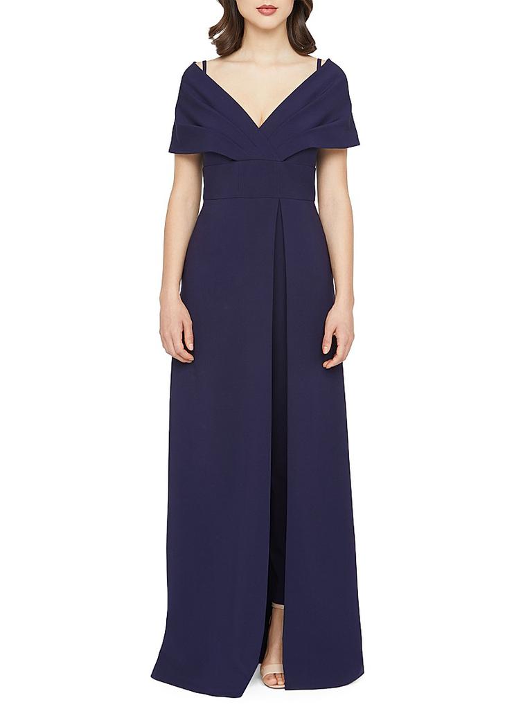 Kay Unger Irelyn Stretch-Crepe Walk-Thru Jumpsuit