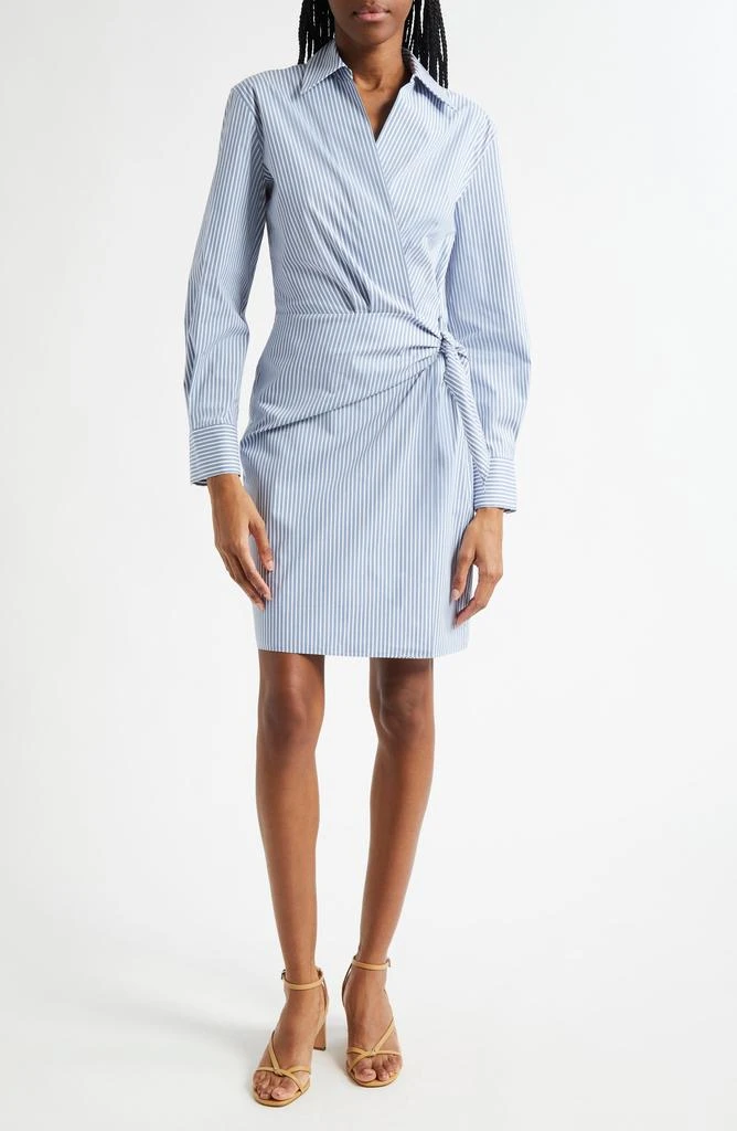 Vince Furrow Stripe Long Sleeve Wrap Shirtdress 6