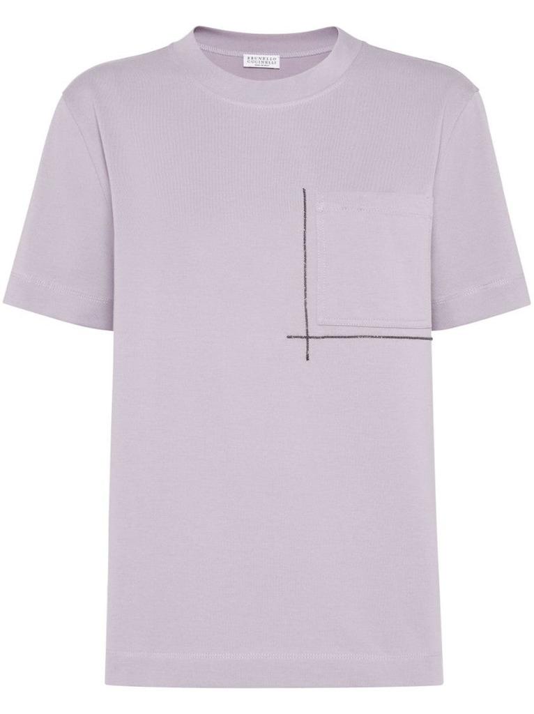 Tシャツ・カットソー Brunello Cucinelli Lilac Purple Crew Neck T-Shirt Brunello Cucinelli Lilac Purple Crew Neck T-Shirt - T-Shirts