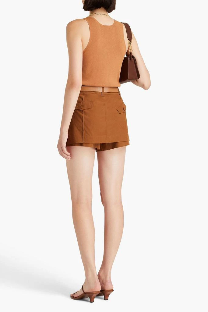 Tibi Pleated cotton-sateen mini skirt 3