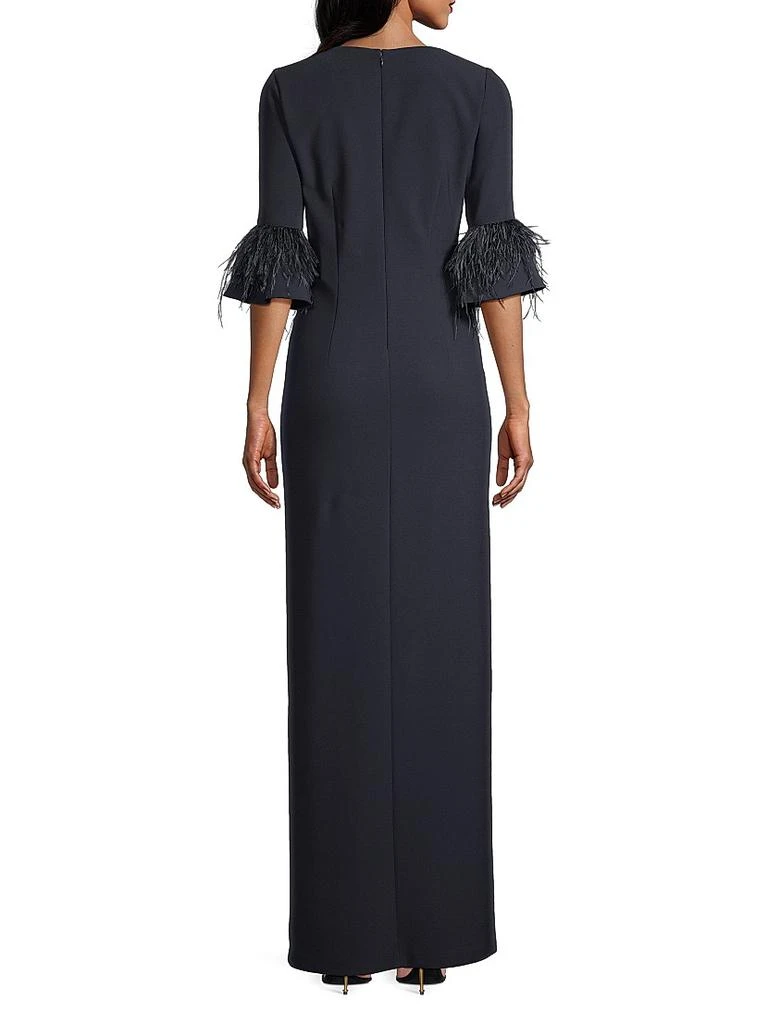Aidan Mattox Feather-Trim Column Gown 5