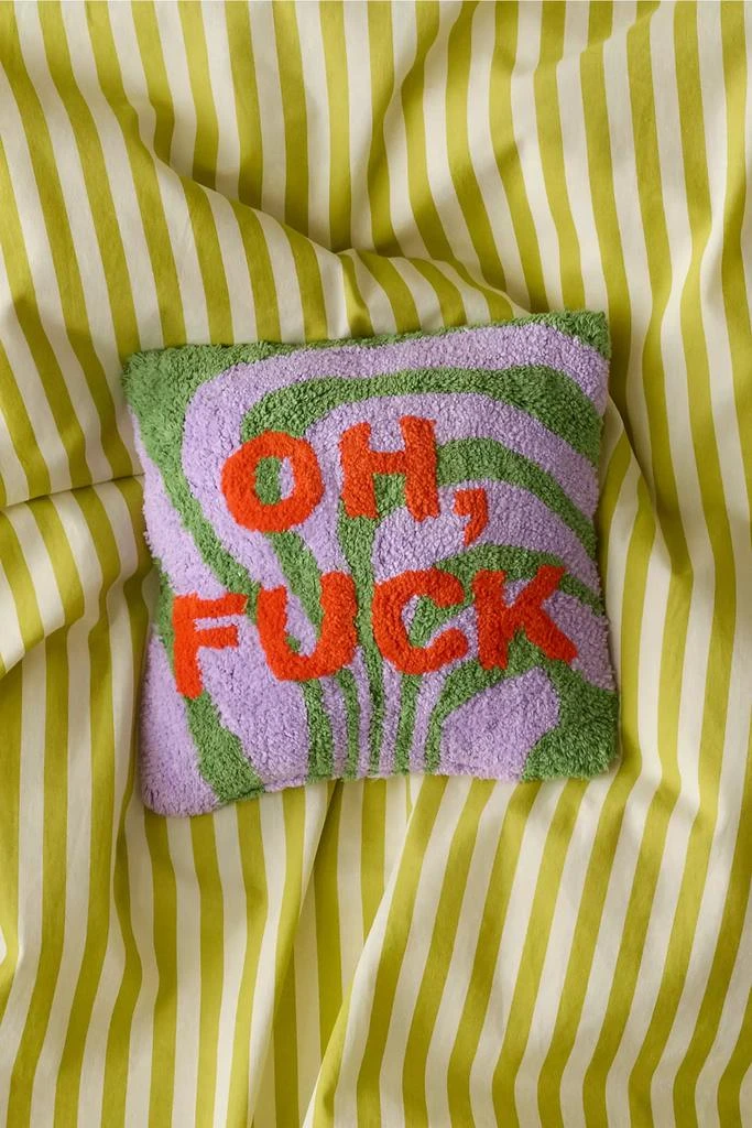 Urban Outfitters Oh, F*** Text Mini Tufted Throw Pillow