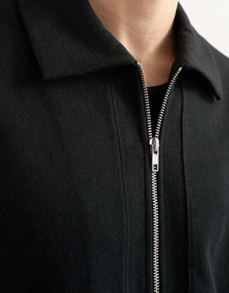 Topman Topman premium boxy fit jersey jacket in black 5