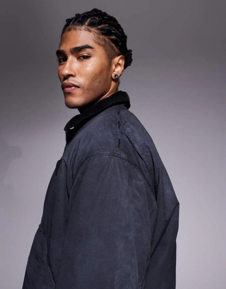 AAPE Aape by A Bathing Ape boxy workwear trucker jacket in overdyed black denim 5