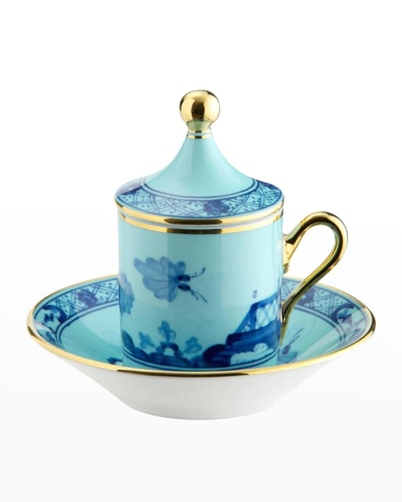 GINORI 1735 Empire-Style Coffee Cups 
Saucers, Set of 2 - Light Blue