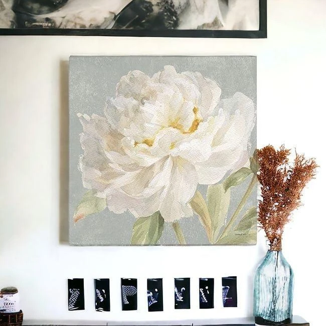 Hivvago Angelic White Peony Flower Unframed Print Wall Art 3